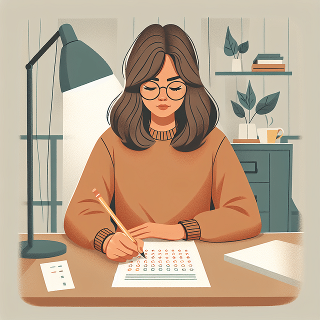 student taking a practice test