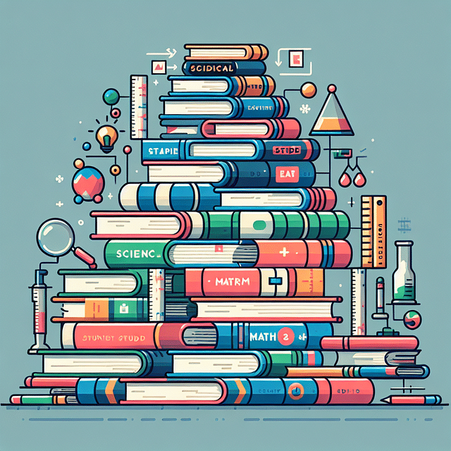 stack of study books and materials