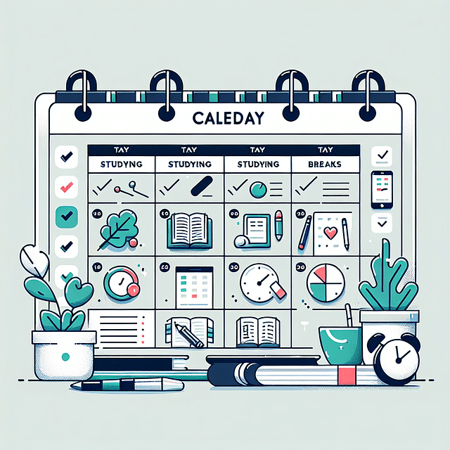 calendar with study plan and breaks