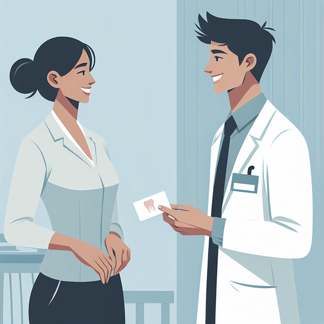 dentists exchanging business cards