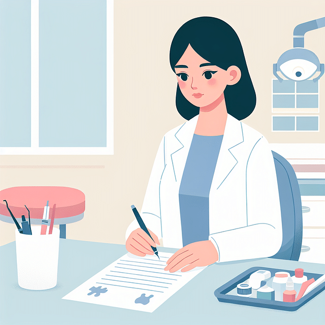 dentist preparing notes for a meeting