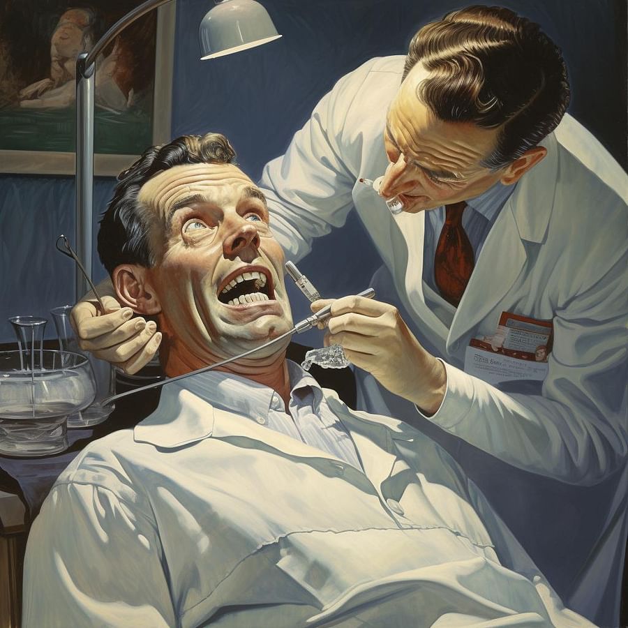 Professional dentist examining a patient\'s teeth