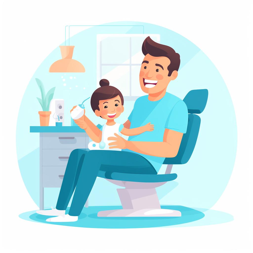 Child and parent playing pretend dentist