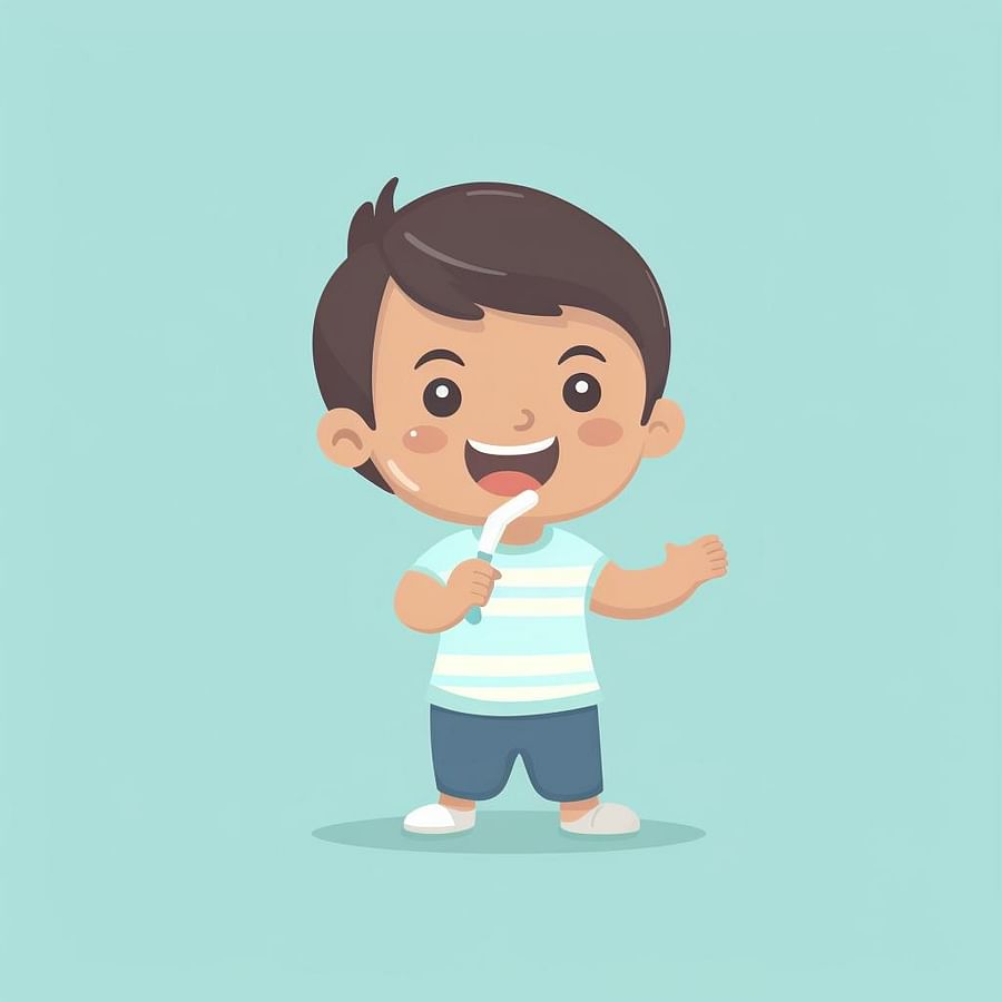 Child brushing their tongue with a toothbrush